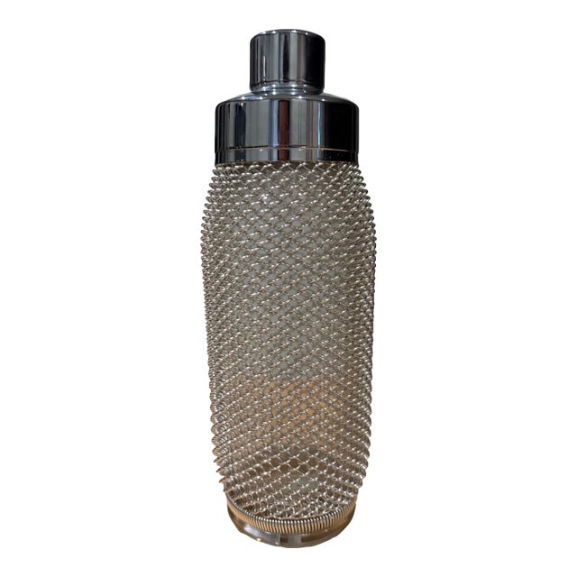 1960s Mid Century Modern Chrome and Glass Martini Shaker For Sale