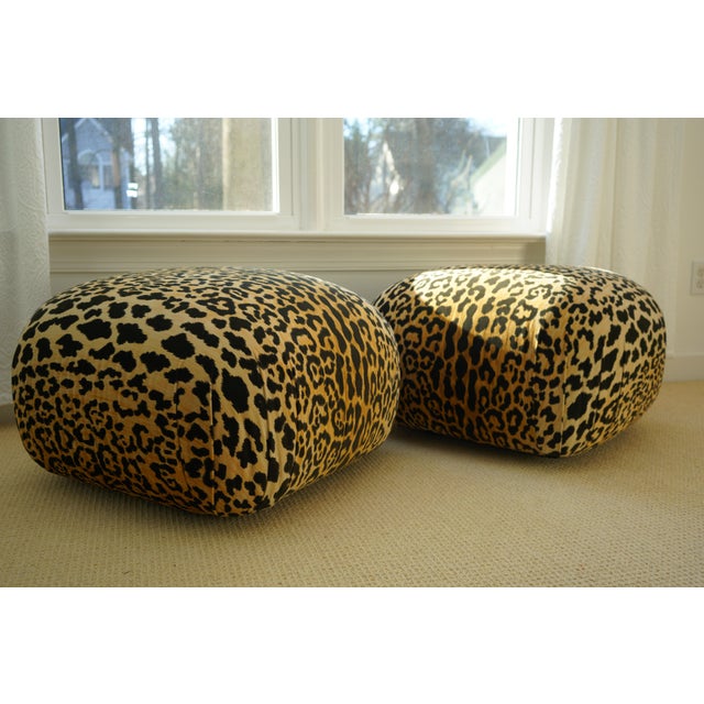 Vintage Leopard Oversized Poufs on Casters a Pair Chairish