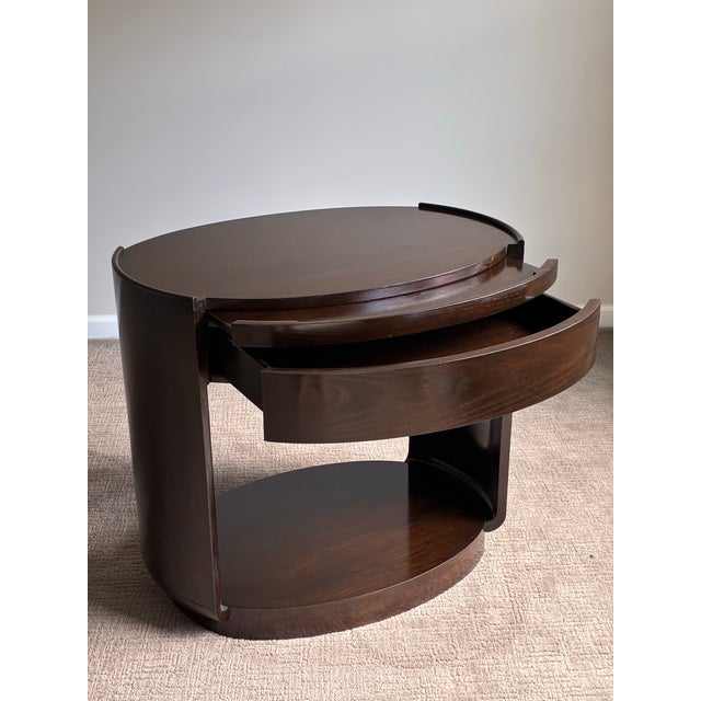 Brown Pair of Barbara Barry for McGuire Modern Oval Nightstands / End Tables For Sale - Image 8 of 12