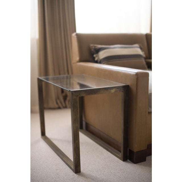 Pair of Brass and Glass 1950s Style Side Tables For Sale In New York - Image 6 of 9