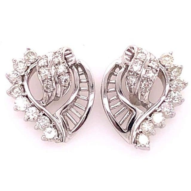 14 Karat White Gold Fashion Earrings With Diamonds 1.25 TDW. 4.98 grams total weight.