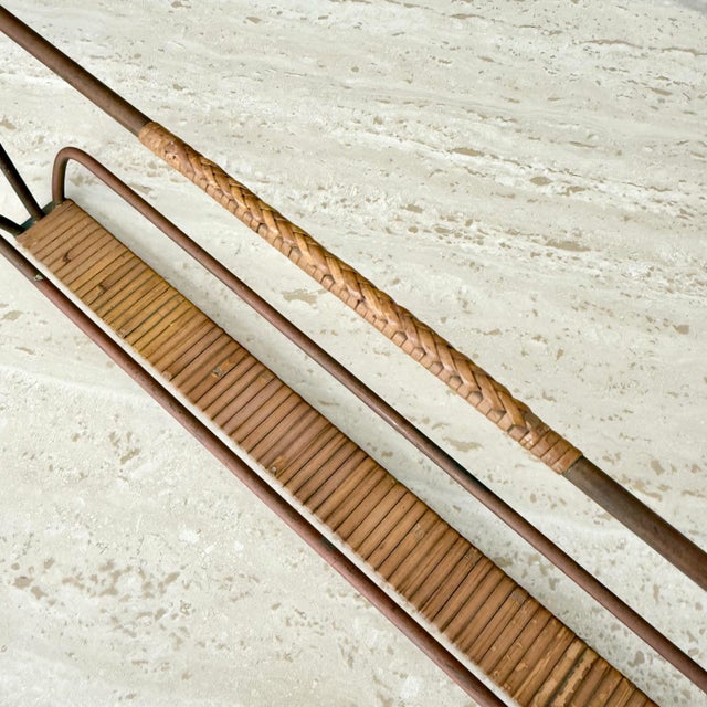Brown Mid Century Modern Signed Carl Aubock Rattan Wrapped Holder / Display Austrian Vintage For Sale - Image 8 of 12