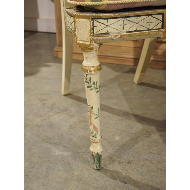Pair of Northern Italian Neoclassical Painted Wooden Armchairs, Circa 1830s For Sale - Image 4 of 18