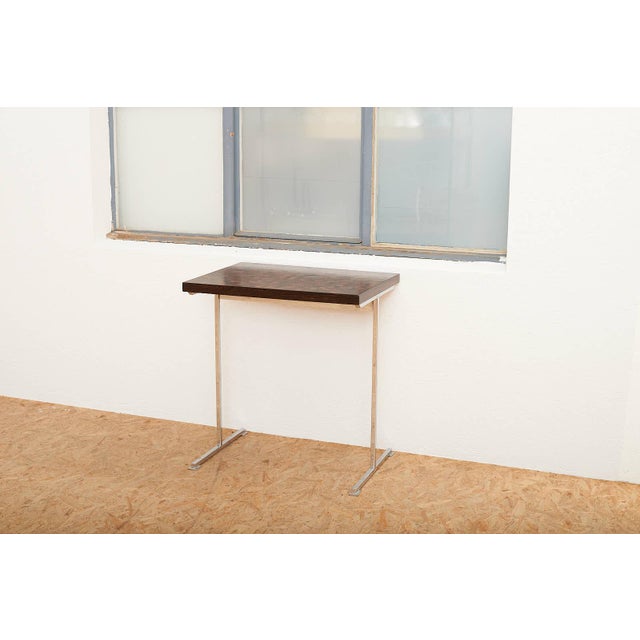 Brown Console Table with Chrome-Plated Metal Frame For Sale - Image 8 of 9