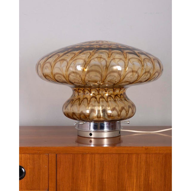 Vintage Italian Amber Murano Glass Table Lamp, 1970s For Sale - Image 10 of 10