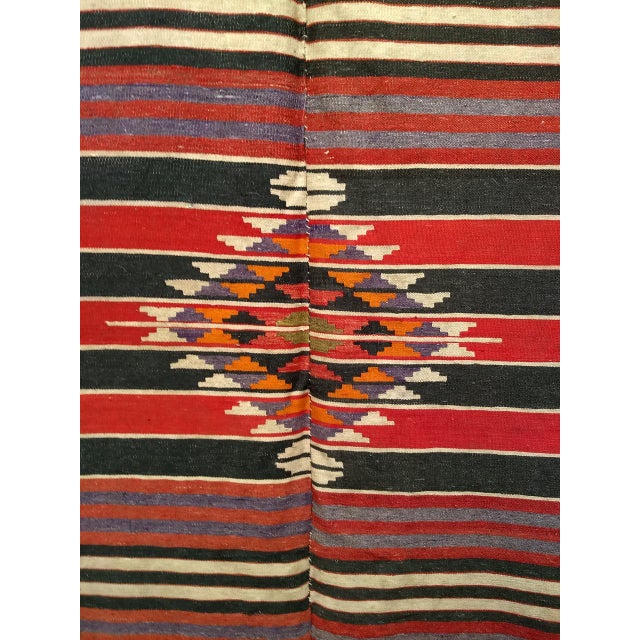 Vintage Handwoven Kilim Rug, Wool, Southwestern Design, Turkey, 1950s, 6' x 11' For Sale - Image 9 of 14