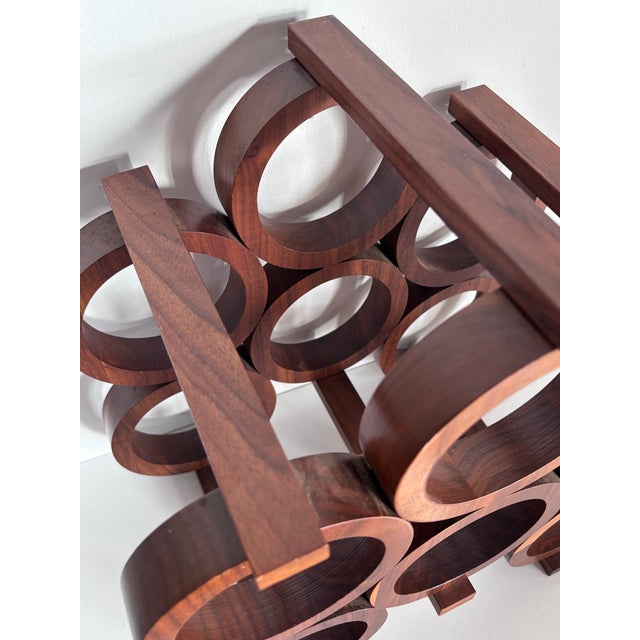 1960s Mid-Century Kustom Kraft Walnut Wine Bottle Rack For Sale - Image 4 of 7