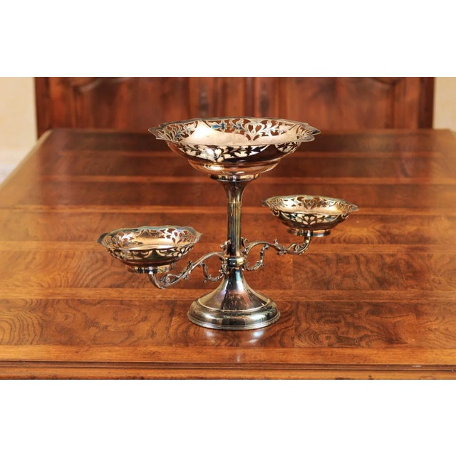 Silver French 19th Century Silver Epergne with Pierced Foliage and Scrolling Motifs For Sale - Image 8 of 13
