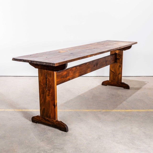 Arts and Crafts French Scrubbed Top Dining Table, 1940s For Sale - Image 6 of 8