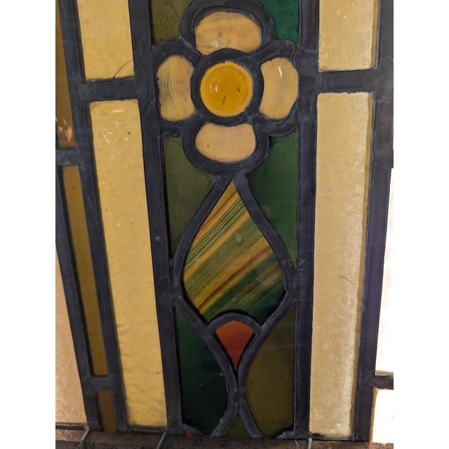 Wood Antique Victorian Stained Glass Window Large For Sale - Image 7 of 12