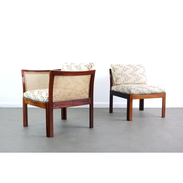 Modular Two Seater Sofa Chairs by Illum Wikkelsø in Rosewood and Cane - a Pair For Sale - Image 9 of 9