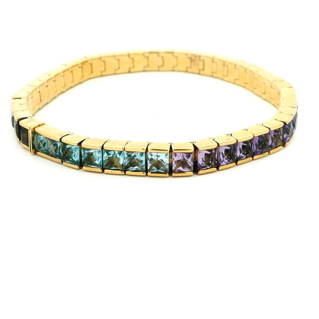 H. Stern H. Stern 18k Gold Brazilian Rainbow Gemstone Bracelet, 1990s For Sale - Image 4 of 9