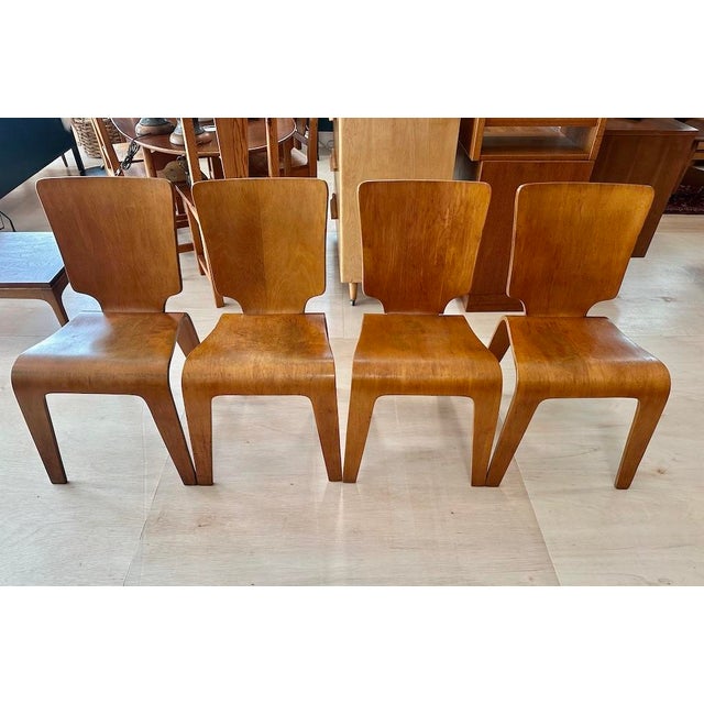 Set of 4 -1940’s Thaden Jordan Bent Plywood Dining Chairs For Sale - Image 12 of 12