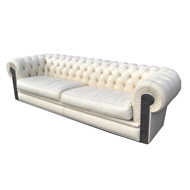 Fendi Casa Albino Tufted Leather Sofa in Chesterfield Style Chairish