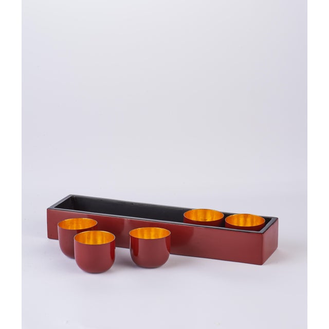 Traditional Red Gold Leaf Cup For Sale - Image 3 of 3