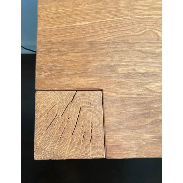 Camel Organic Artisan-Crafted Solid European White Oak Side Table For Sale - Image 8 of 12