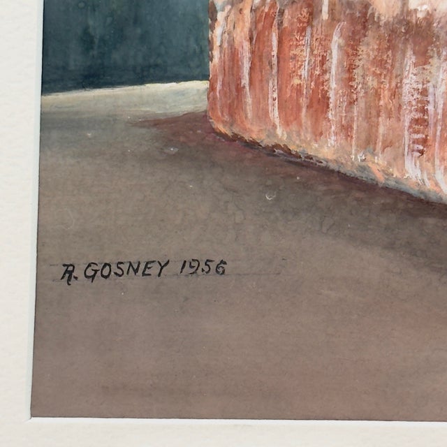 Vintage original tempera still life featuring a freshly baked bread loaf and slices beside a window, with bundled grain...