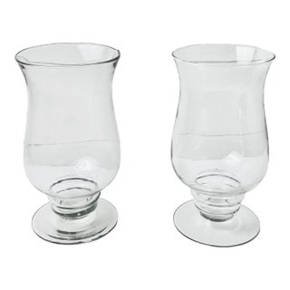 Vintage Glass Hurricane Vases, a Pair For Sale