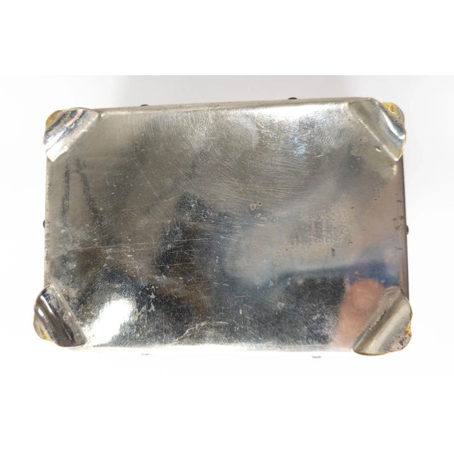 Mid-Century Japanese Dry Lacquer and Chrome Box With Shakudo Menuki of Ducks For Sale - Image 11 of 13