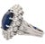 1990s 1990s Certified 7.15 Carat Vivid Blue Sapphire & Diamond Sunburst Vintage French Ring, Size 6.5 For Sale - Image 5 of 10