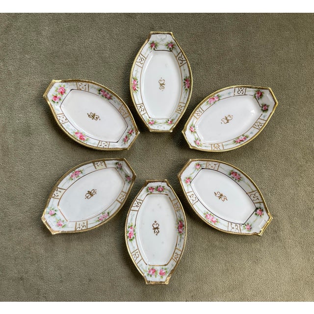 Antique Handpainted Nippon Porcelain Salt Cellars, Set of Six For Sale - Image 10 of 17
