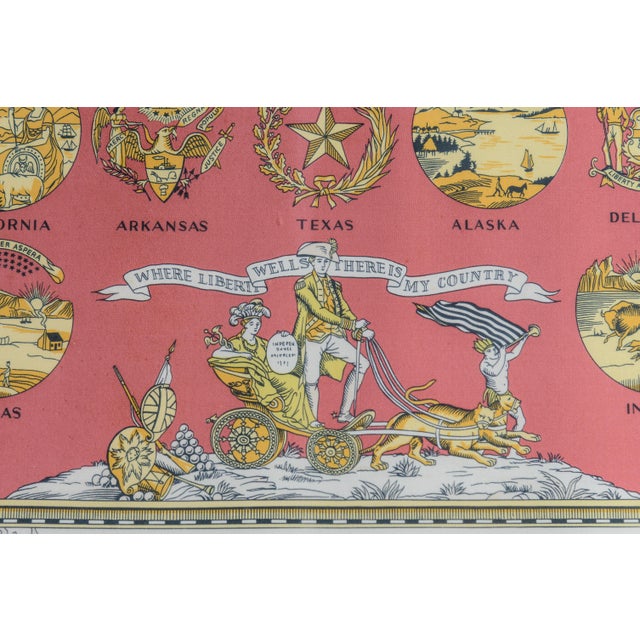 Vintage Framed Hermes Scarf "Arms of the United States" 1776-1976 Bicentennial Edition 90cm For Sale - Image 4 of 11