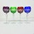 Vintage Home is pleased to present this set of 4 colored cut to clear crystal wine glasses. They are from Czechoslovakia...