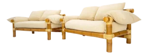 Pair of c1970s Vintage Massive Thick Bamboo Bases Loveseats MINT