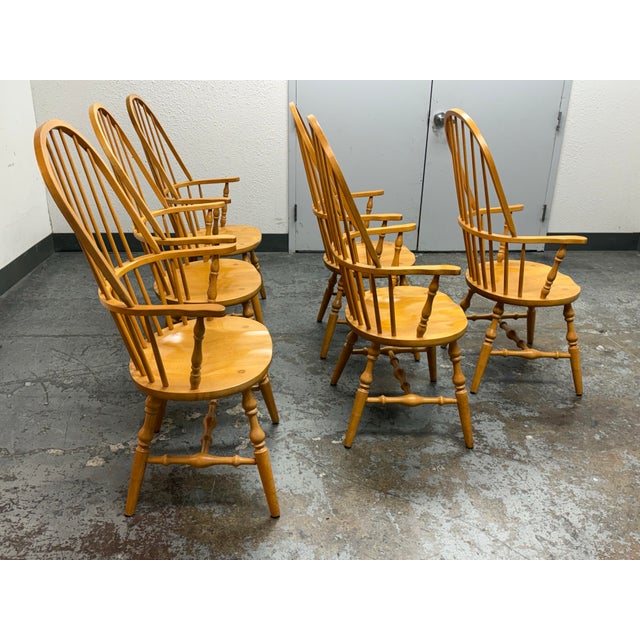 Habersham Furniture Vintage Habersham Plantation Windsor White Oak Chairs, Set of Six For Sale - Image 4 of 12