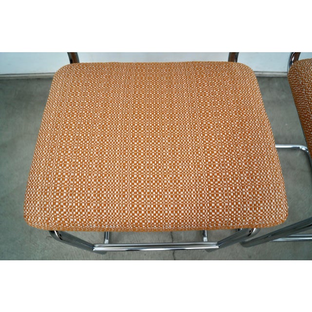 Chrome Mid-Century Modern Cesca Chrome Bar Stools by Chomcraft - A Pair For Sale - Image 8 of 12