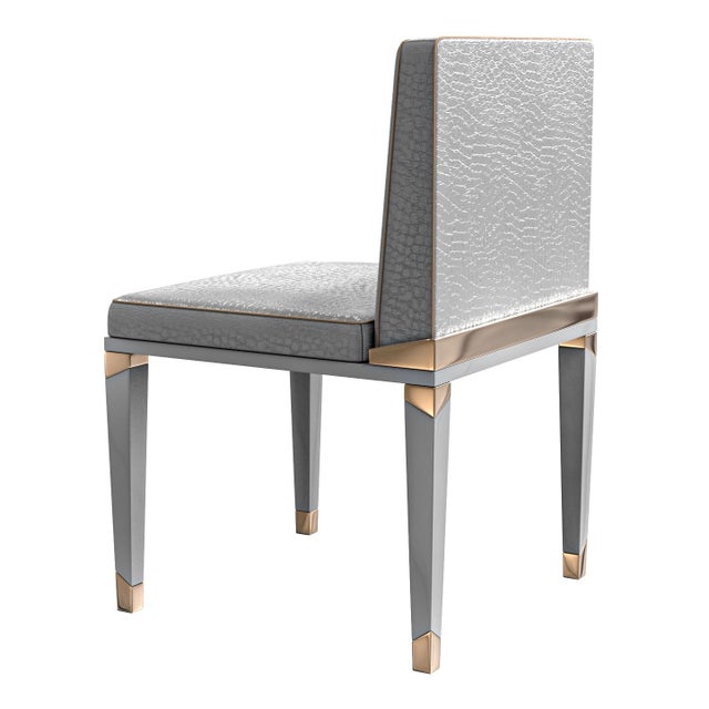Metal "Perla" Chair With Stainless Steel, Bronze Details, Handmade For Sale - Image 7 of 9