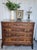 French Louis XV style commode chest, carved walnut and marble-top . Featuring ornate gilt metal hardware and classical...