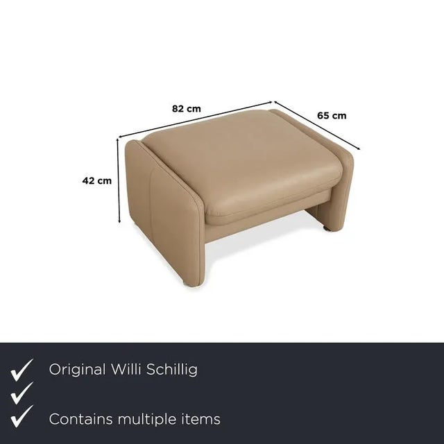 Ergoline 3-Seater Sofa, 2-Seater Sofa, Armchair and Ottoman in Cream Leather from Willi Schillig, Set of 4 For Sale - Image 5 of 18