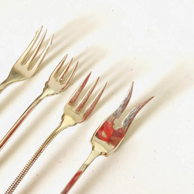 Rogers Bros. Vintage Mismatched Silverplate Oyster Forks- Set of 4 For Sale - Image 4 of 5