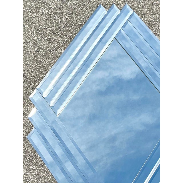 Transparent Vintage Boho 1980s Beveled Triangle Mirror For Sale - Image 8 of 12