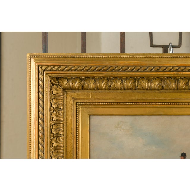 Wood English 1880s Oil on Board Painting Depicting a Hunting Scene, in Antique Frame For Sale - Image 7 of 12