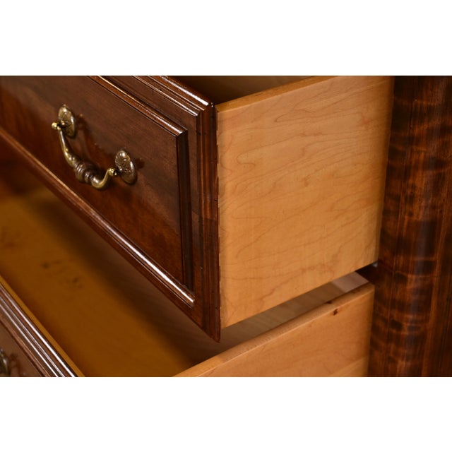 Brown Ethan Allen French Louis Philippe Solid Carved Maple Armoire Dresser or Gentleman's Chest For Sale - Image 8 of 17