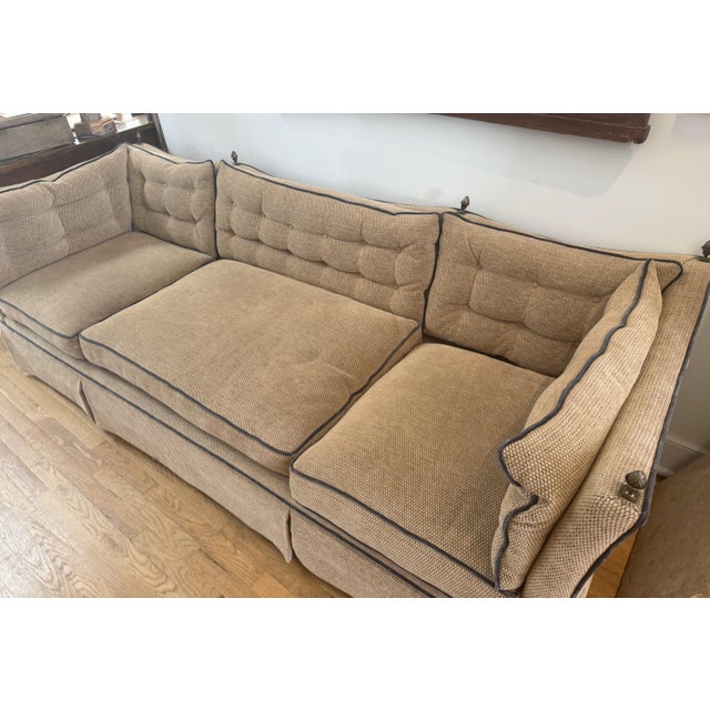 20th Century English Knole Style Sofa With Tufted Upholstery and Finials For Sale - Image 9 of 9
