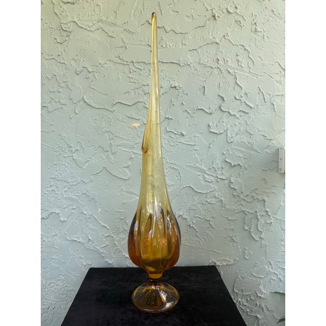 Vintage Viking Amber Art Glass 6-Petals Swung Vase – 22.5” Tall For Sale In Orlando - Image 6 of 10