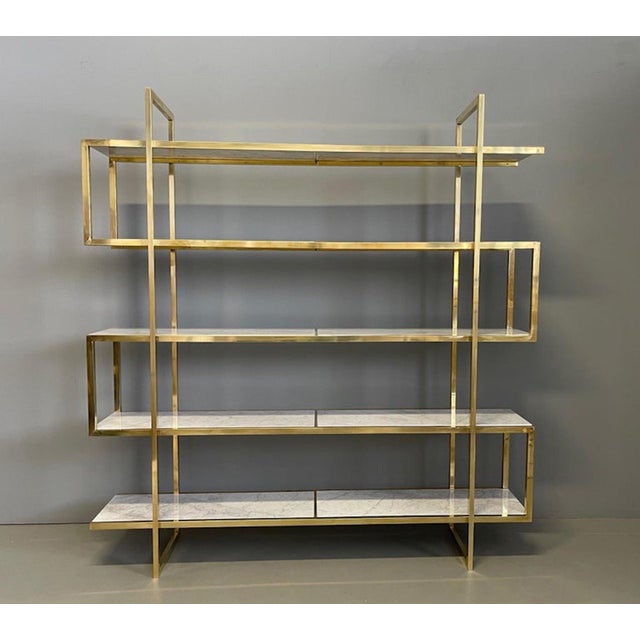 Mid-Century Brass Marble Bookcase, 1960s For Sale - Image 12 of 15