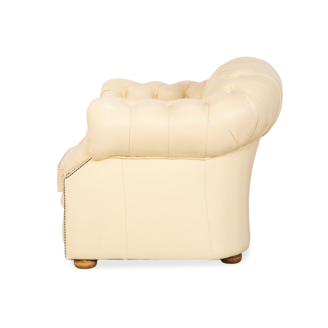 Vintage Chesterfield Centurion Leather Armchair in Cream For Sale - Image 16 of 17
