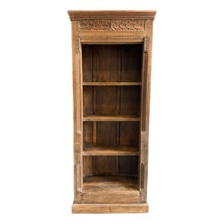 1980s Hand Carved Solid Wood Bookshelf For Sale