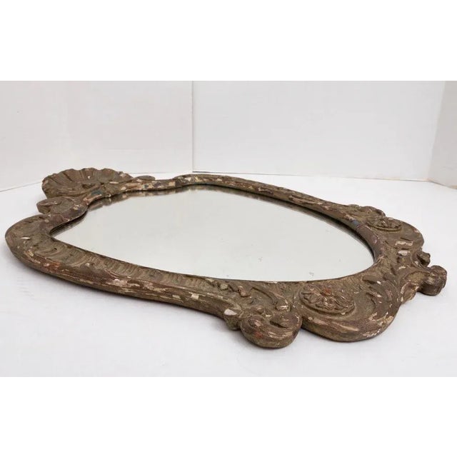 Wood Antique Giltwood Shell Crest Shield Wall Mirror For Sale - Image 7 of 9