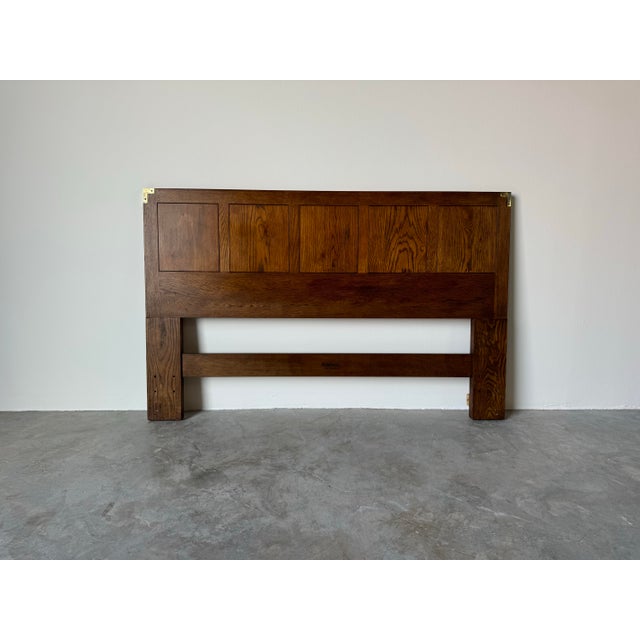 70's Henredon "Artefacts" Collection Campaign - Style Oak Queen Size Headboard For Sale - Image 10 of 10