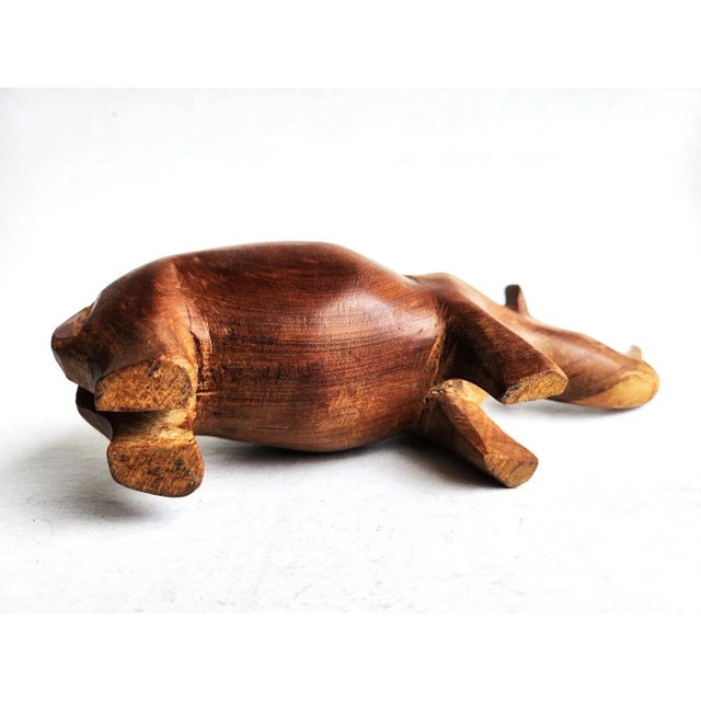 Vintage Hand Carved African Teak Wood Rhino Figurine For Sale - Image 9 of 9