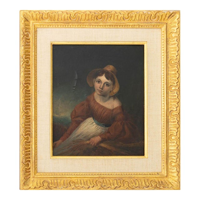 English School Portrait of a Girl Oil on Board For Sale