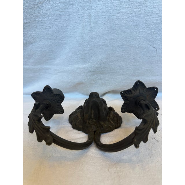 Late 19th Century Cast Iron Victorian Wall Sconce Candle Holders Dog Face and Decorative For Sale - Image 5 of 8