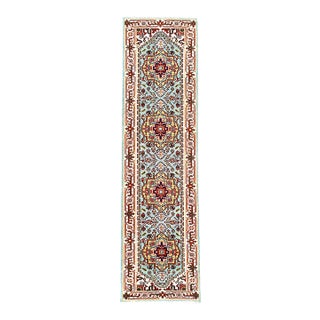 Pasargad DC Fine Hand Knotted Light Blue Runner Rug For Sale