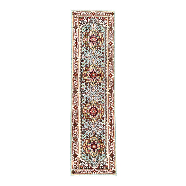 Pasargad DC Fine Hand Knotted Light Blue Runner Rug For Sale