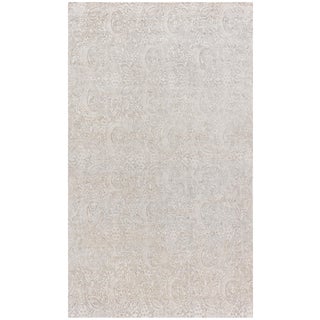 Modern Damask Light Beige Handmade Silk Rug by Doris Leslie Blau For Sale